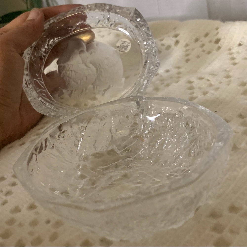 Vintage Cristal D’Arques French satin glass love birds trinket dish - Picture 6 of 7
